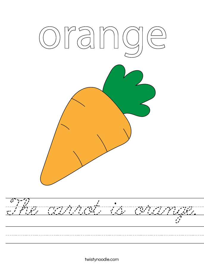 The carrot is orange. Worksheet