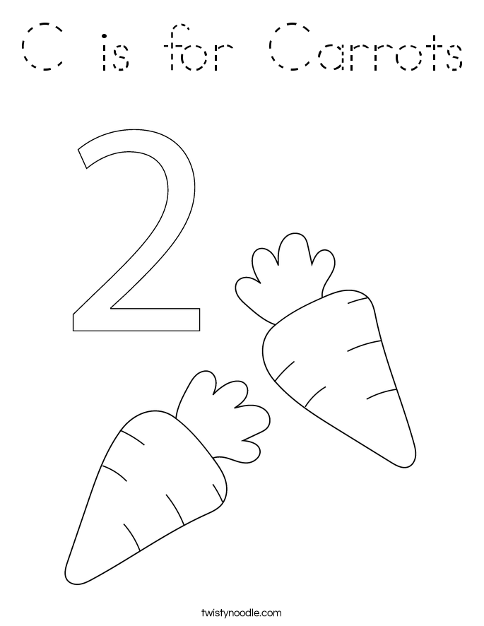 C is for Carrots Coloring Page