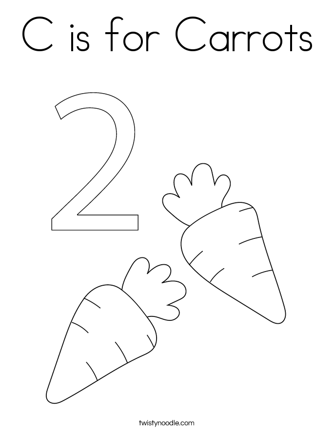 C is for Carrots Coloring Page