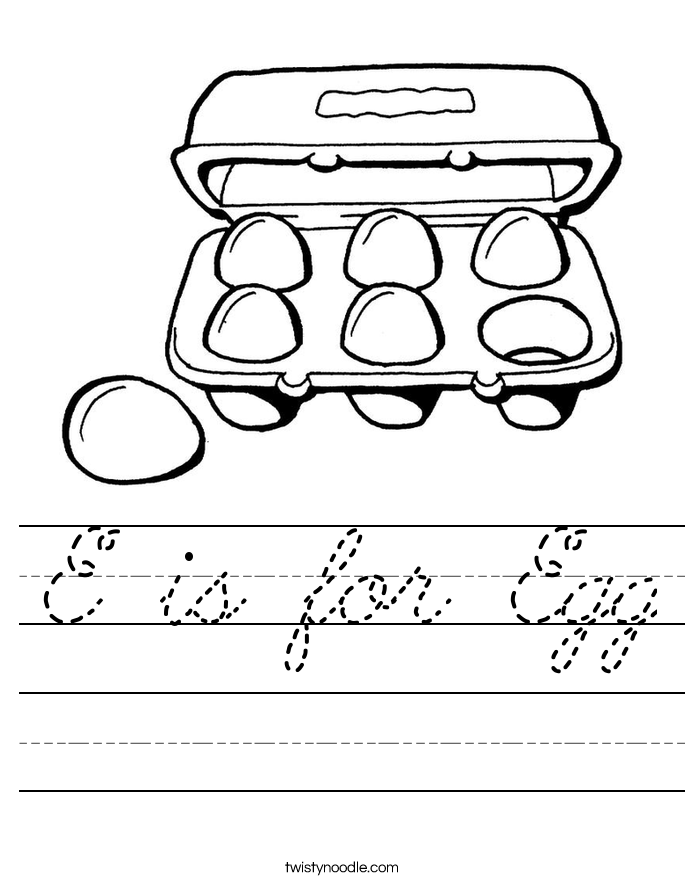 E is for Egg Worksheet