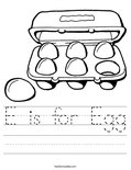 E is for Egg Worksheet