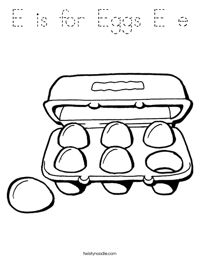 E is for Eggs E e Coloring Page
