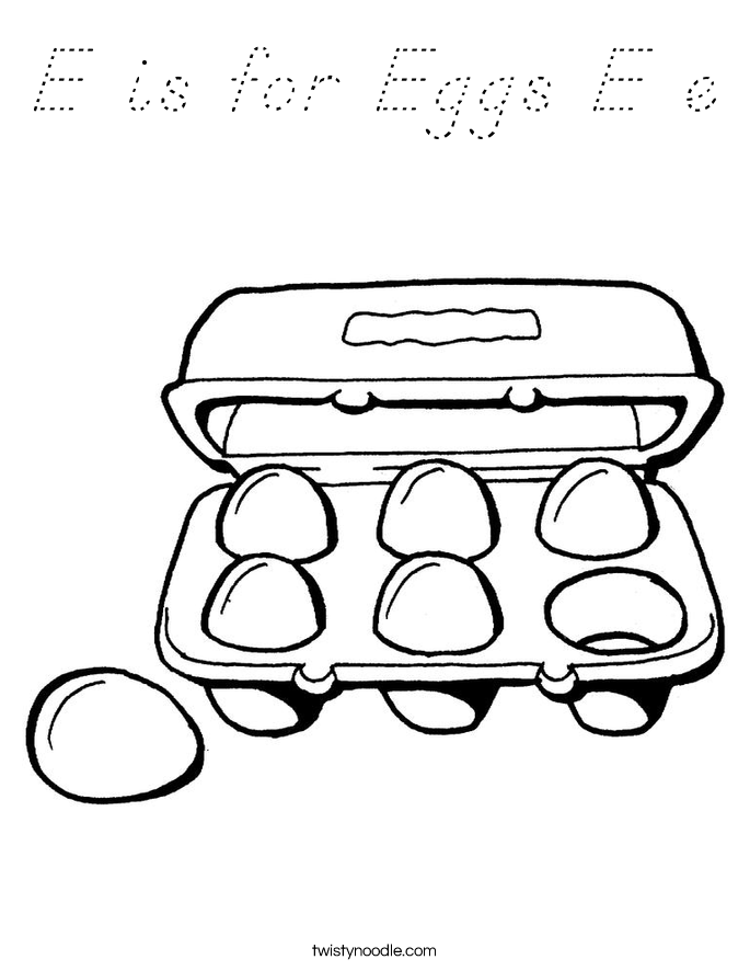 E is for Eggs E e Coloring Page