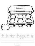 E is for Eggs E e Worksheet