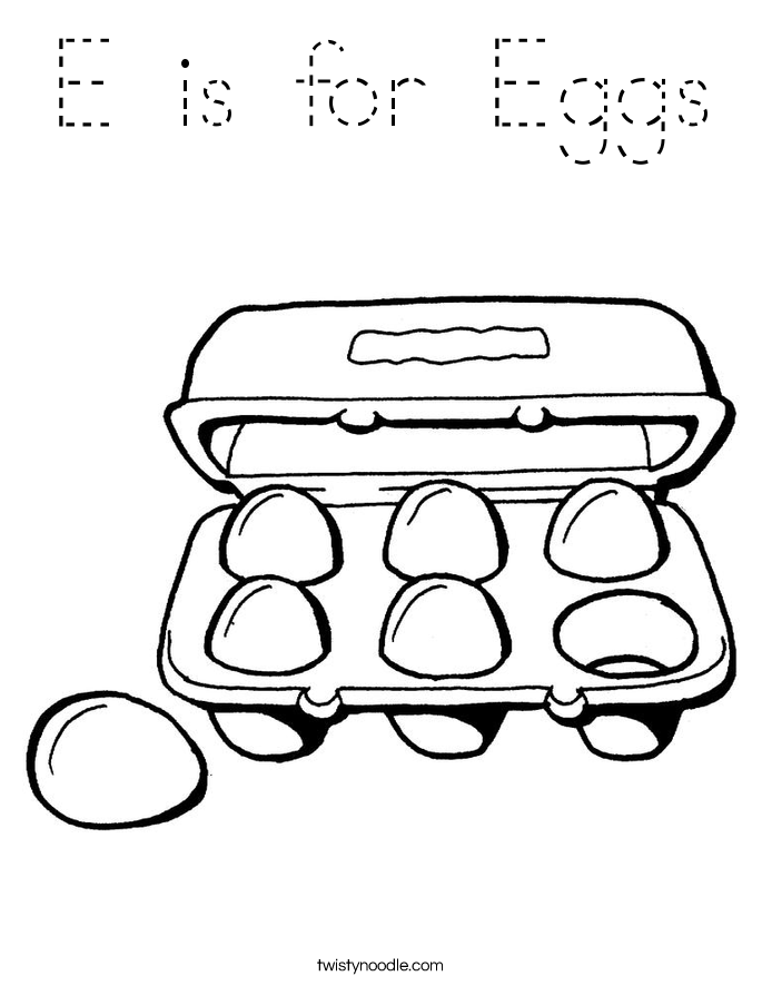 E is for Eggs Coloring Page