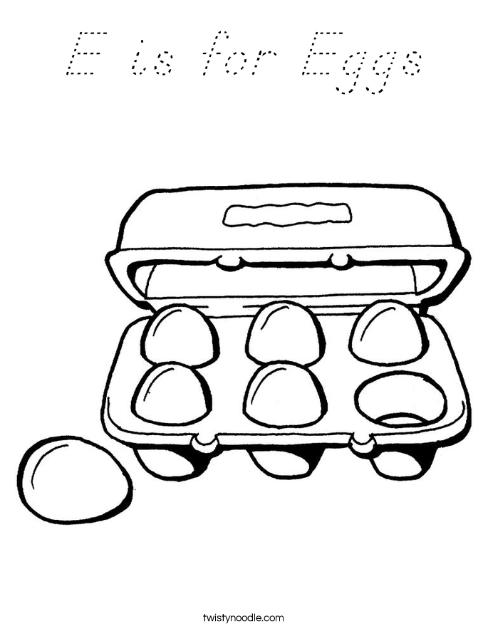 E is for Eggs Coloring Page