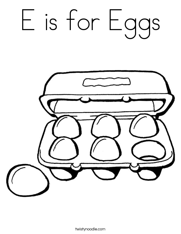 E is for Eggs Coloring Page