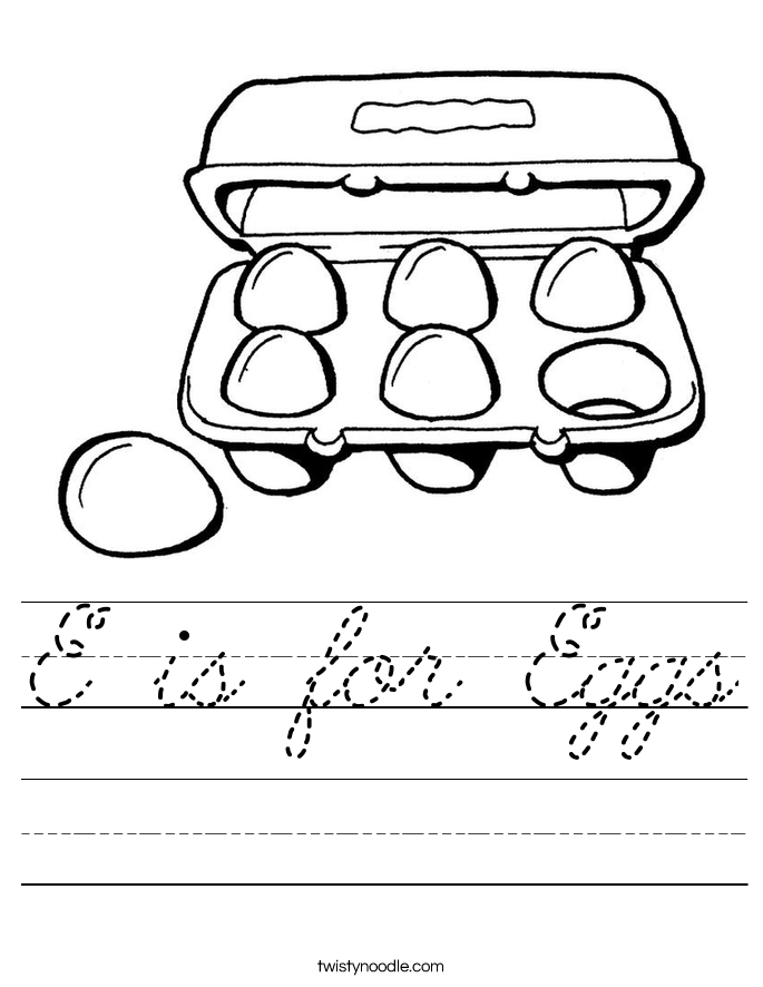 E is for Eggs Worksheet