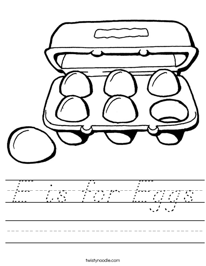 E is for Eggs Worksheet