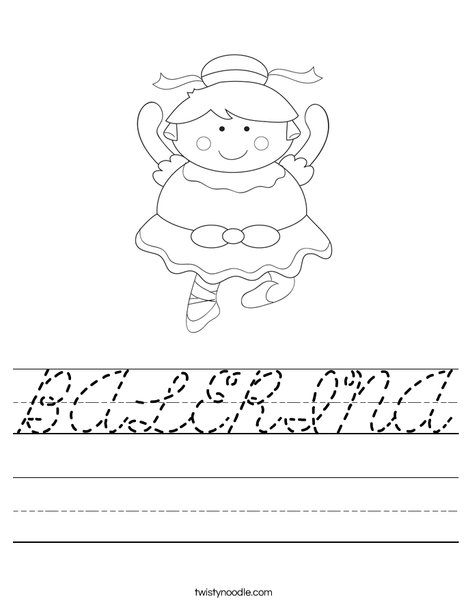 Cartoon Ballerina Worksheet