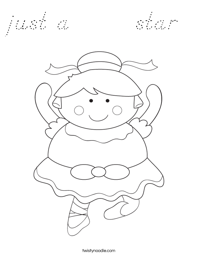 just a star Coloring Page - D'Nealian - Twisty Noodle