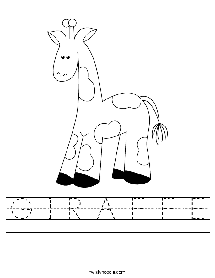 G I R A F F E Worksheet - Twisty Noodle