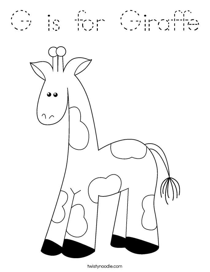 G is for Giraffe Coloring Page