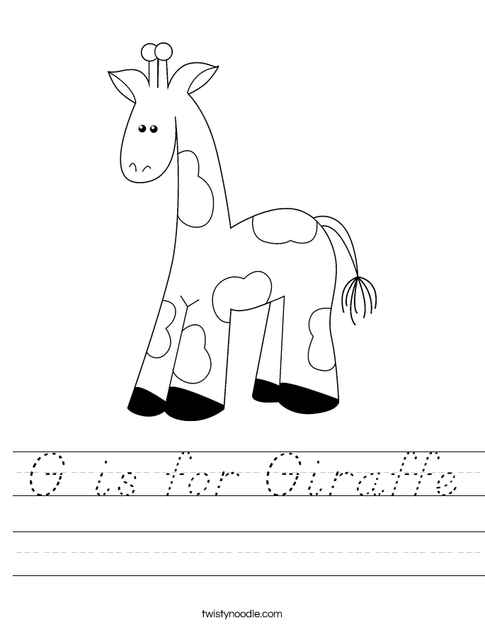 G is for Giraffe Worksheet