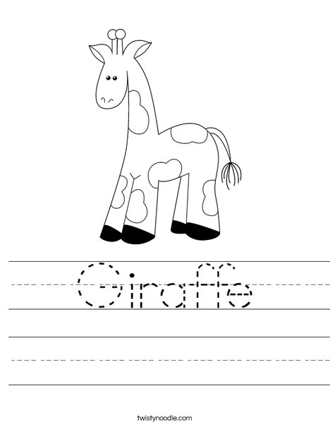 Cartoon Giraffe Worksheet