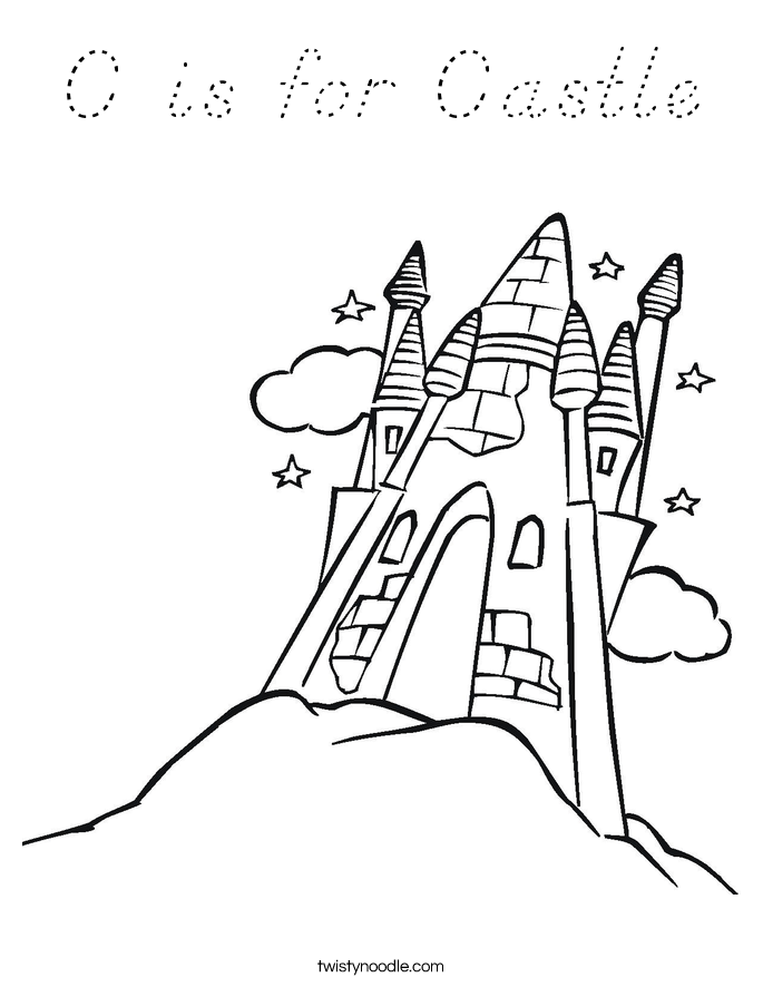 C is for Castle Coloring Page