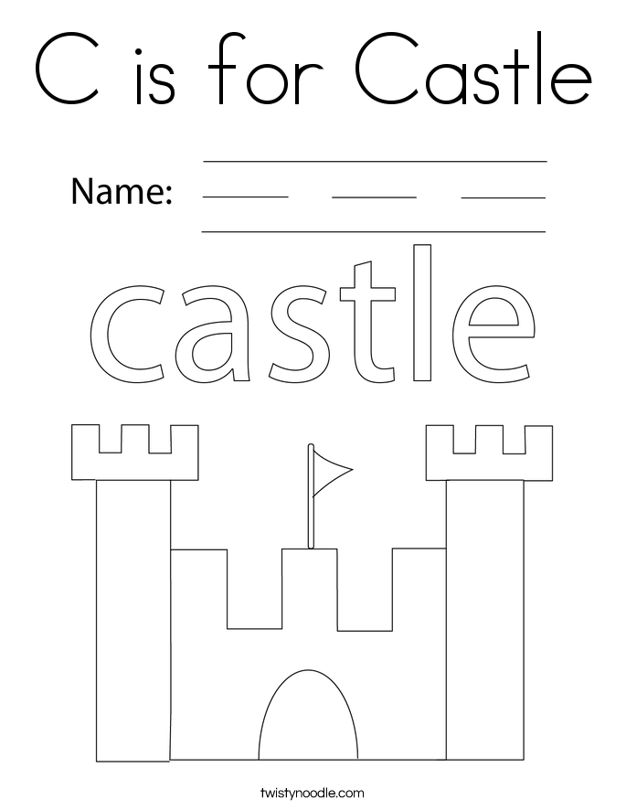 C is for Castle Coloring Page