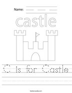 C is for Castle Handwriting Sheet