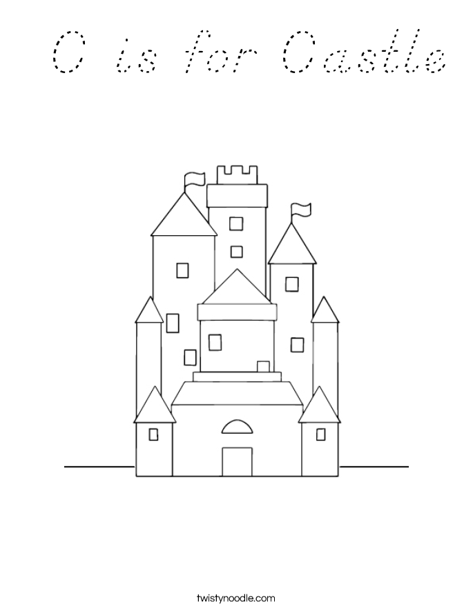  C is for Castle Coloring Page