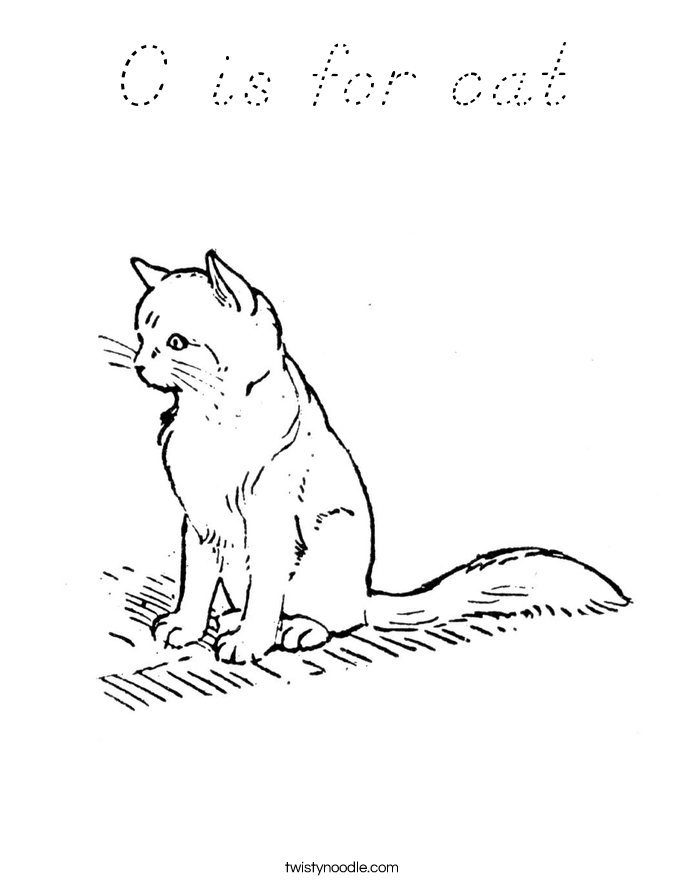 C is for cat Coloring Page