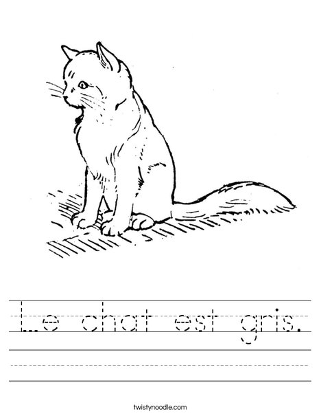 Le Chat Est Gris Worksheet Twisty Noodle Le Chat Est Gris Worksheet Twisty Noodle