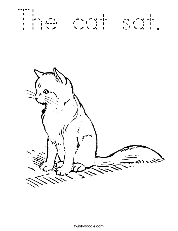 The cat sat. Coloring Page