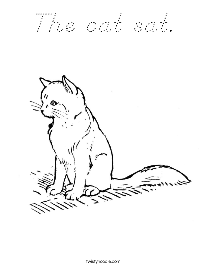 The cat sat. Coloring Page