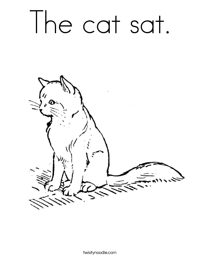 The cat sat. Coloring Page