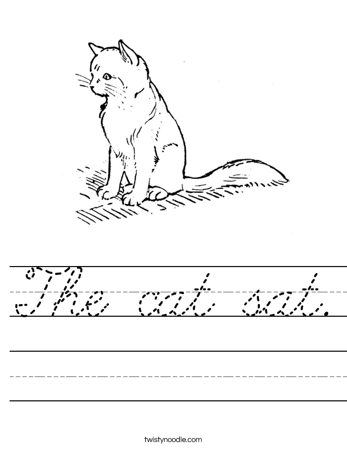 The cat sat. Worksheet