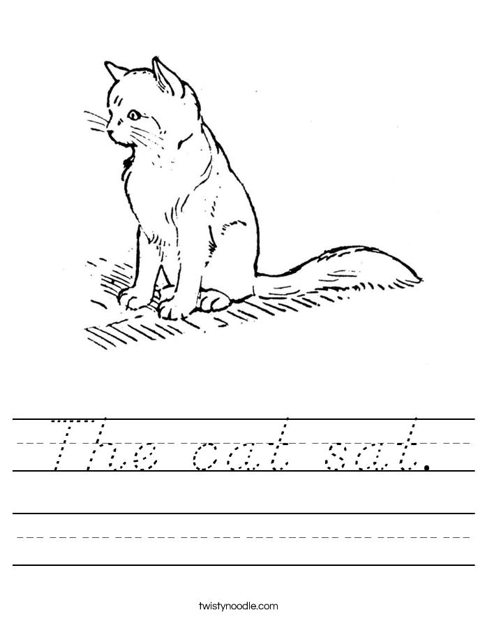 The cat sat. Worksheet