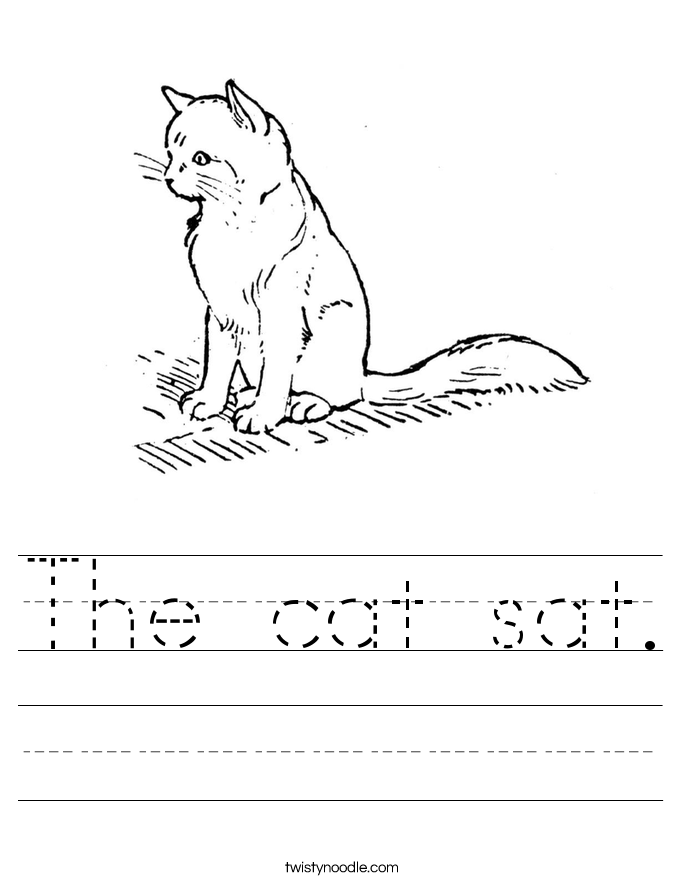 The cat sat. Worksheet