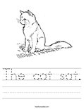 The cat sat. Worksheet