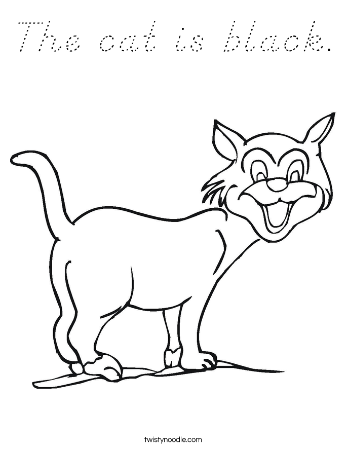 The cat is black. Coloring Page