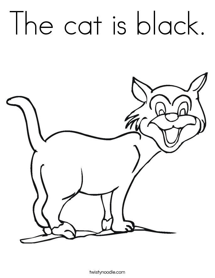 The cat is black. Coloring Page