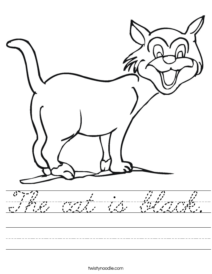The cat is black. Worksheet