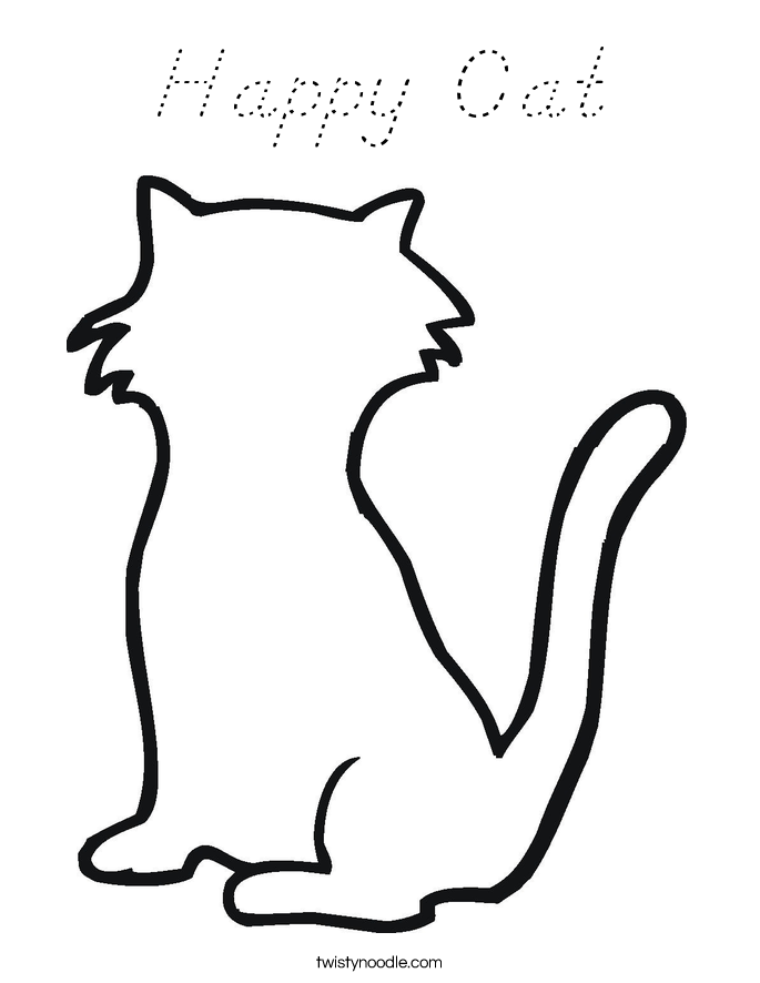 Happy Cat Coloring Page