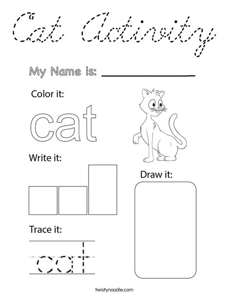 Cat Activity Coloring Page