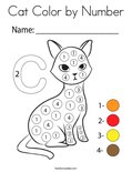 Cat Color by Number Coloring Page