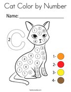 Cat Color by Number Coloring Page