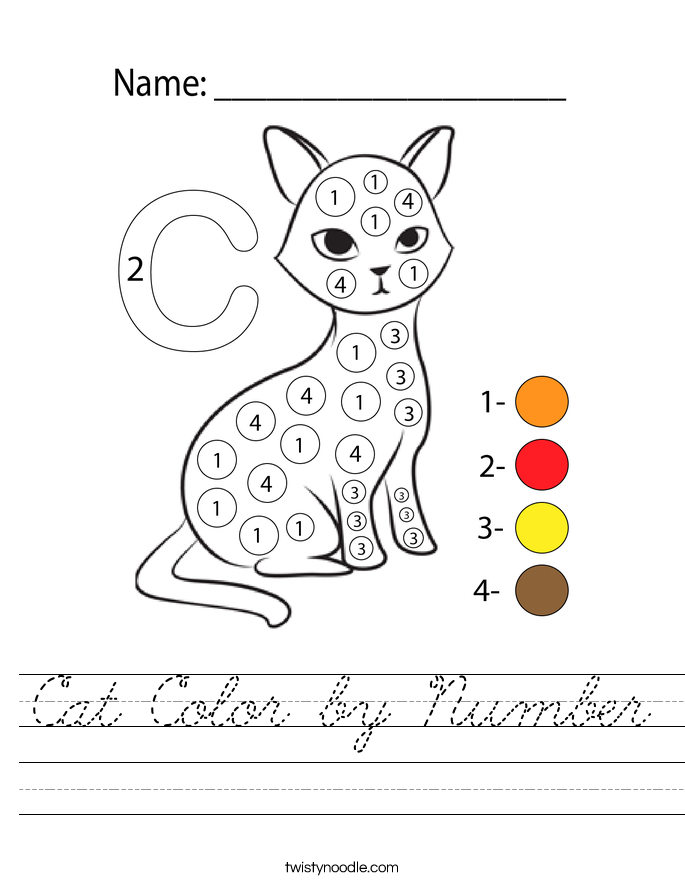 Cat Color by Number Worksheet