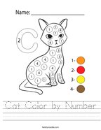 Cat Color by Number Handwriting Sheet