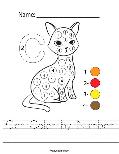 Cat Color by Number Worksheet
