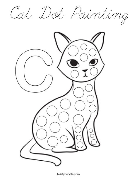 Cat Dot Painting Coloring Page