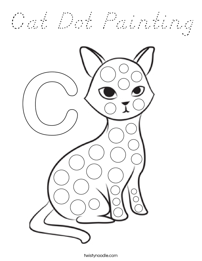Cat Dot Painting Coloring Page