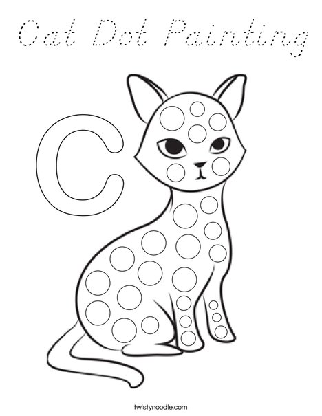 Cat Dot Painting Coloring Page