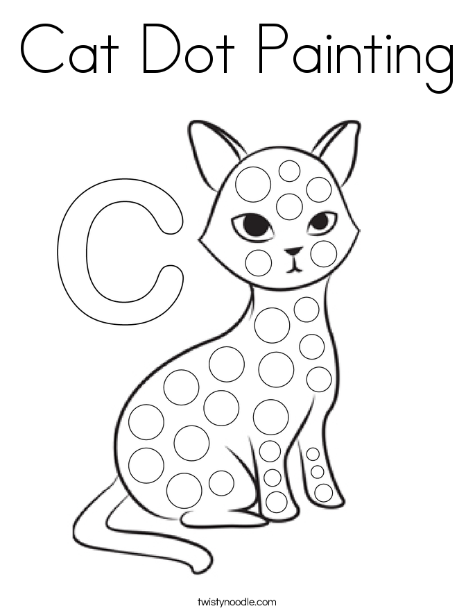 Cat Dot Painting Coloring Page