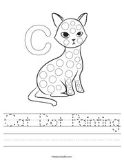 Cat Dot Painting Handwriting Sheet