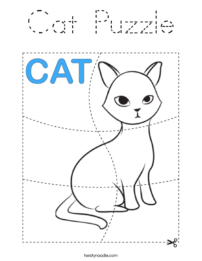 Cat Puzzle Coloring Page