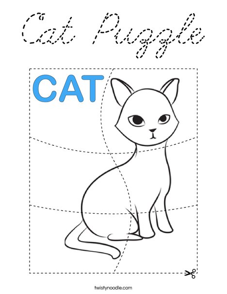 Cat Puzzle Coloring Page