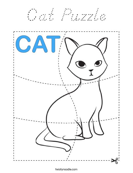 Cat Puzzle Coloring Page